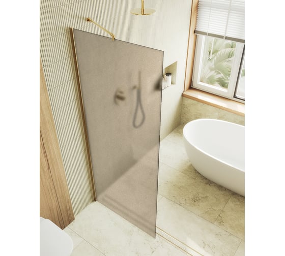 Изображение товара Душевая перегородка MaybahGlass в широком профиле, 1950х690 мм, стекло бронза матовая 8 мм, MGD-703-3ш