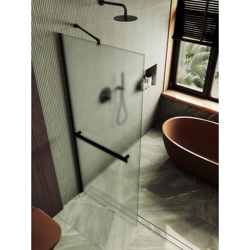 Изображение товара Душевая перегородка MaybahGlass 1950x690 мм сатин, анодированный профиль, черная