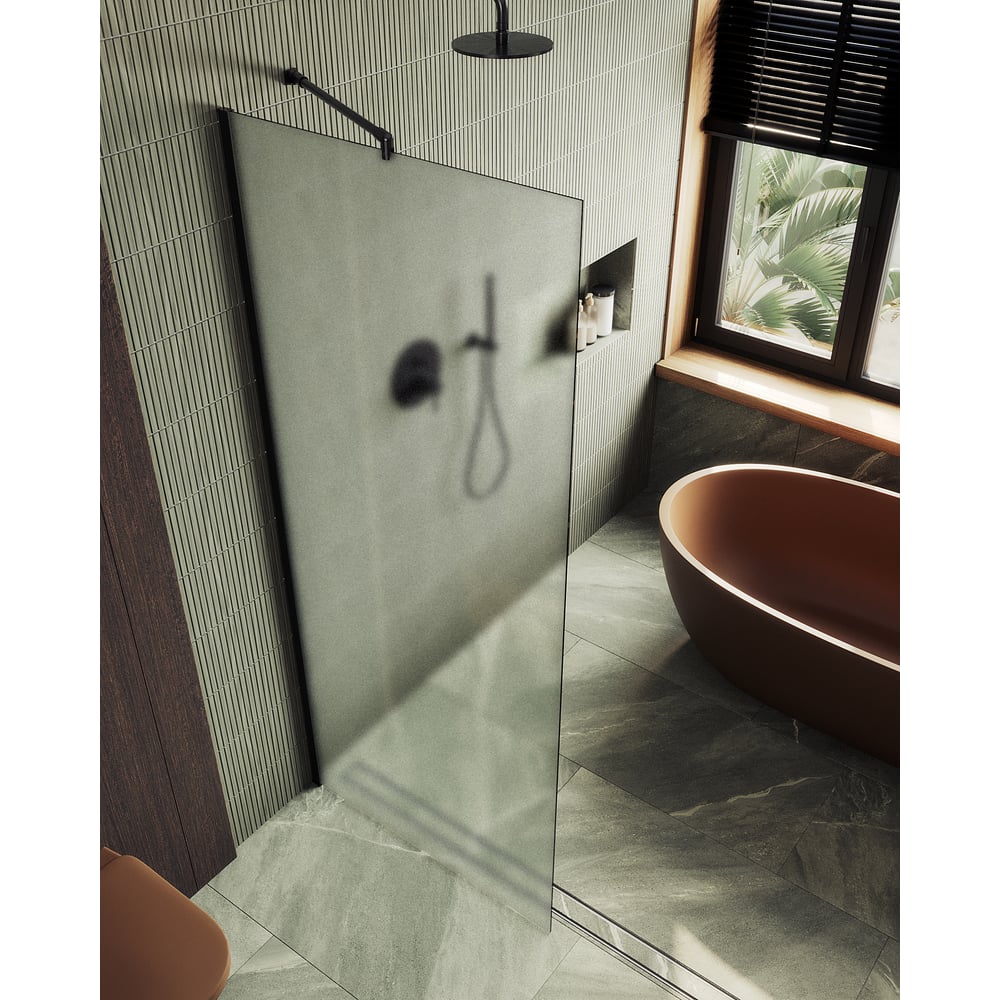 Изображение товара Душевая перегородка MaybahGlass 1950х690 мм сатин закаленное стекло анодированный профиль