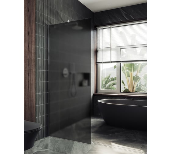 Изображение товара Душевая перегородка MaybahGlass в широком профиле, 1950х890 мм, стекло матовое графит 8 мм, MGD-694-5ш