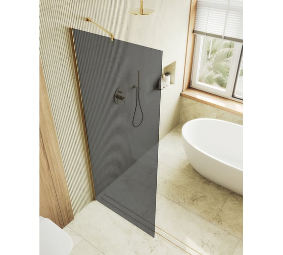 Изображение товара Душевая перегородка MaybahGlass в широком профиле, 1950х890 мм, стекло графит 8 мм, MGD-693-3ш