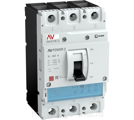 Изображение товара Автоматический выключатель EKF, AV POWER-1/3, 100А, 50kA, ETU2.2 mccb-13-100-2.2-av