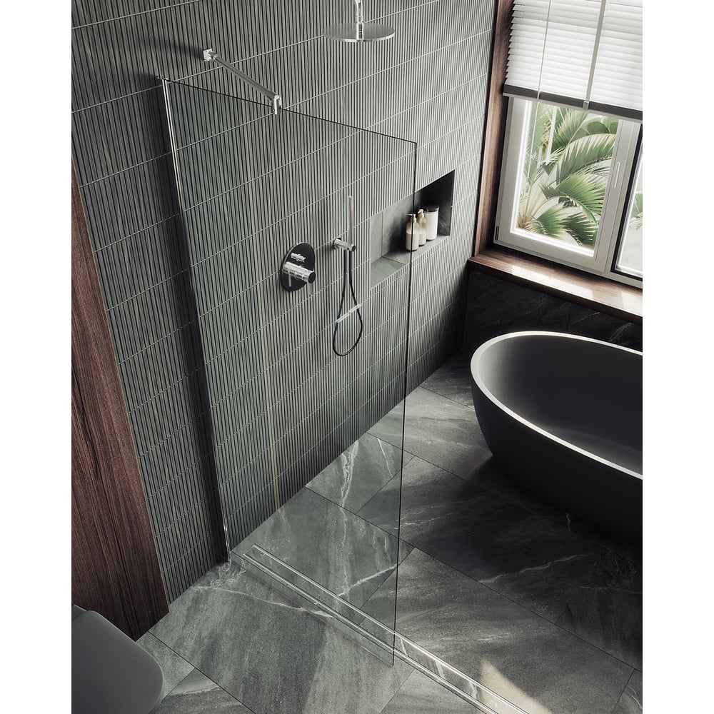 Изображение товара Душевая перегородка MaybahGlass 1950x890 мм стекло 8 мм хром матовый