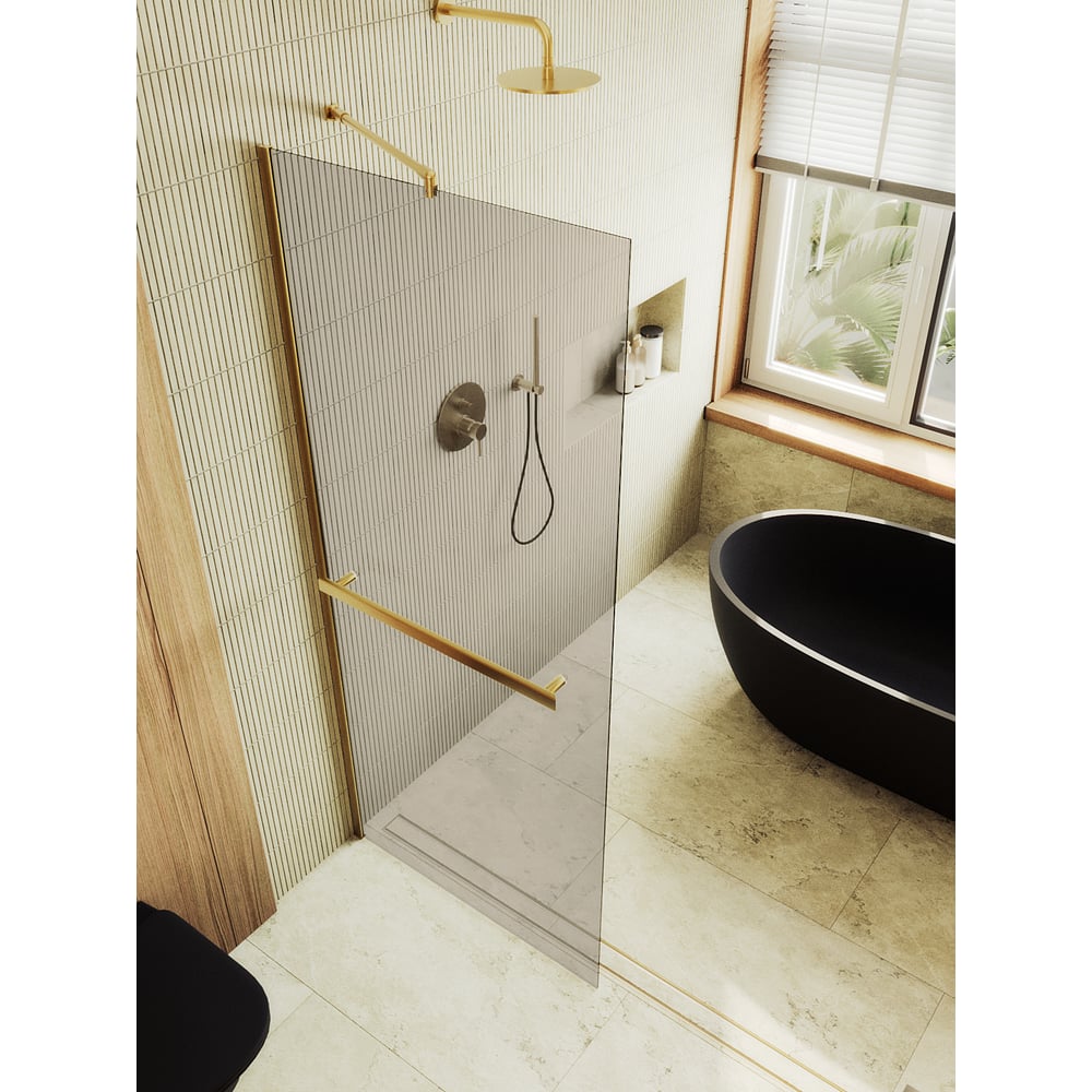 Изображение товара Душевая перегородка MaybahGlass в широком профиле 1950х890 мм бронза