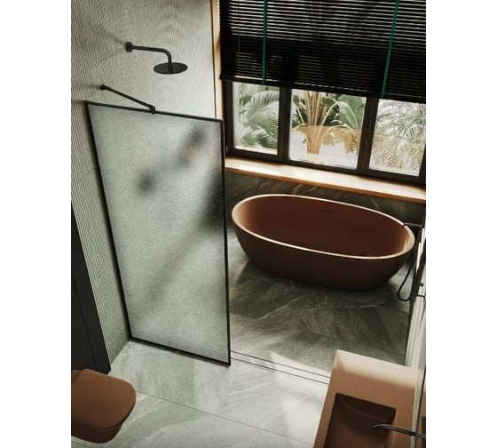 Изображение товара Душевая перегородка MaybahGlass полностью в профиле 1950х690 мм, стекло сатин 8 мм, MGD-821-6