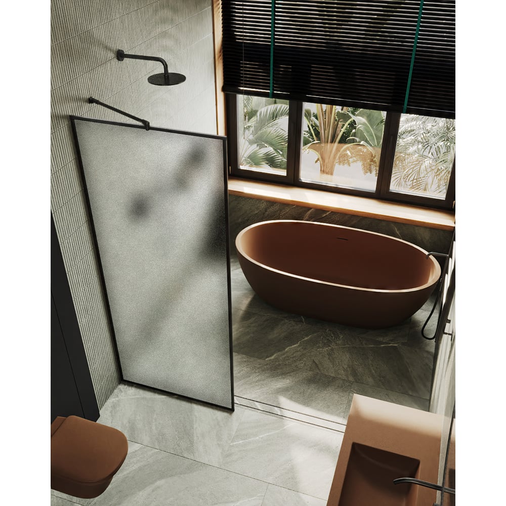 Изображение товара Душевая перегородка MaybahGlass 1950х790 мм сатин стекло черный профиль