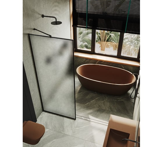 Изображение товара Душевая перегородка MaybahGlass полностью в профиле 1950х790 мм, стекло сатин 8 мм, MGD-827-6