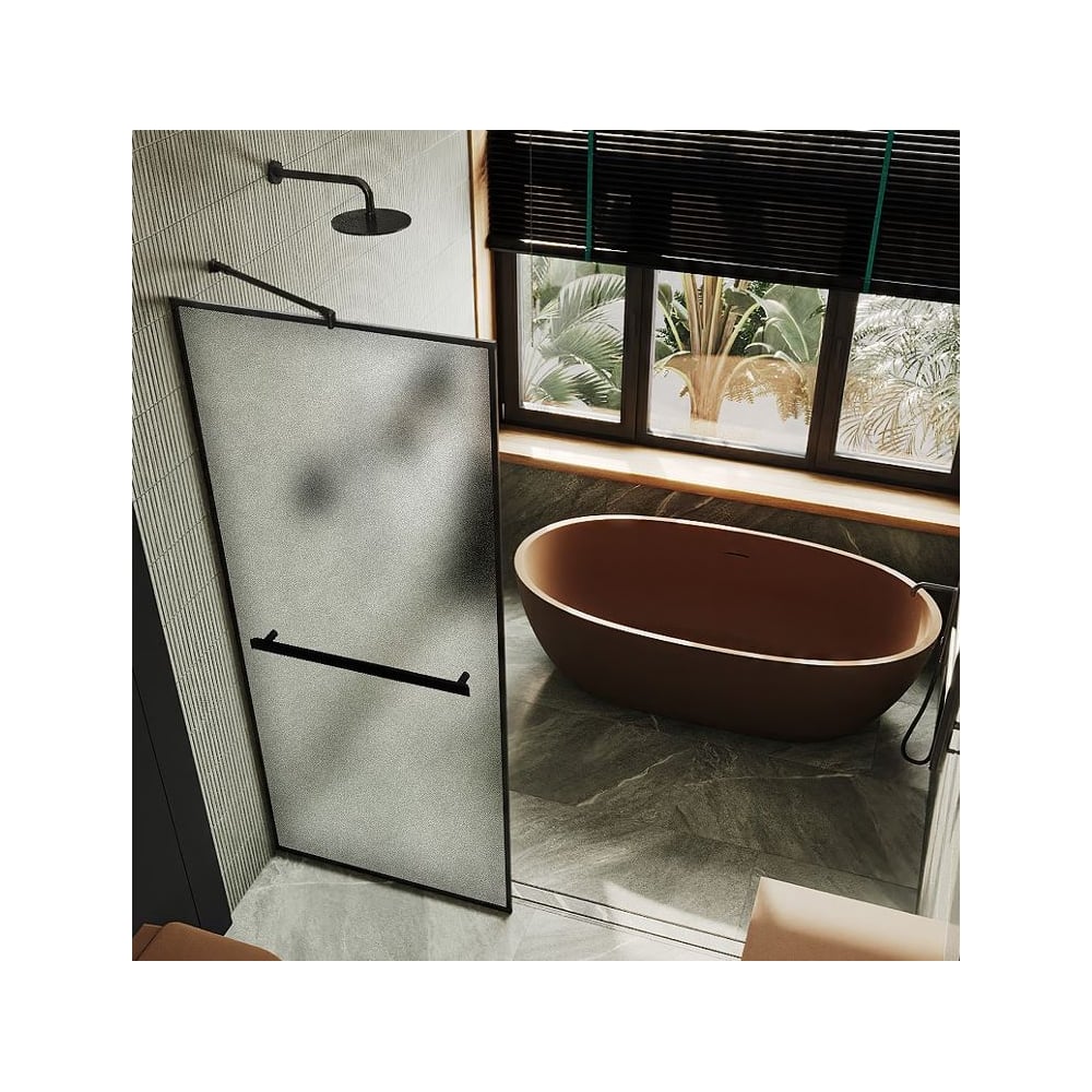 Изображение товара Душевая перегородка MaybahGlass 1950х790 мм сатин стекло черный профиль