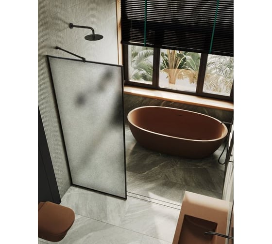 Изображение товара Душевая перегородка MaybahGlass полностью в профиле 1950х1190 мм, стекло сатин 8 мм, MGD-845-6