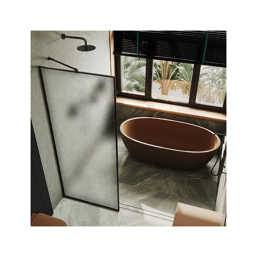 Изображение товара Душевая перегородка MaybahGlass 1950х1090 мм закаленное сатиновое стекло