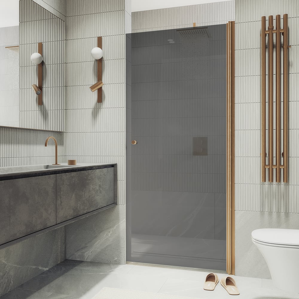 Изображение товара Душевая дверь MaybahGlass на монопетле 1980х600 мм графит стекло 6 мм