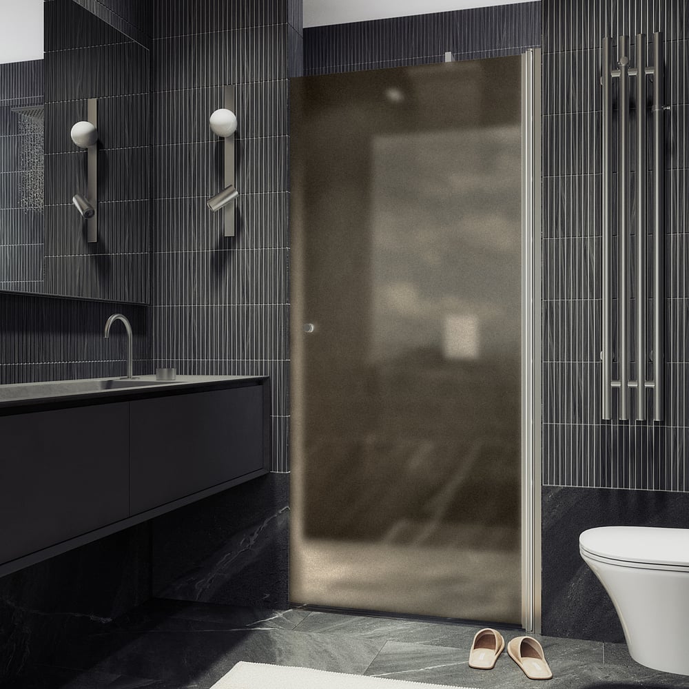 Изображение товара Душевая дверь MaybahGlass на монопетле 1980х900 мм бронзовая матовая