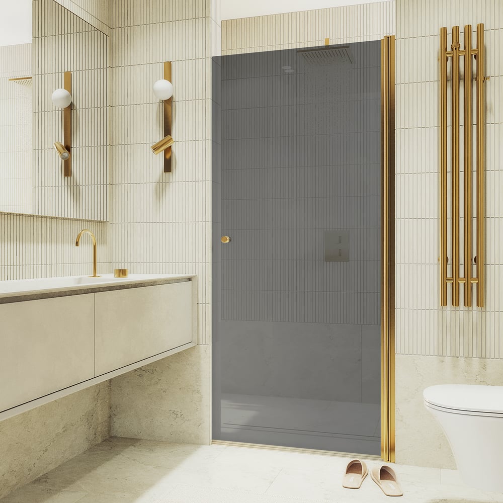 Изображение товара Душевая дверь MaybahGlass на монопетле 1980х600 мм графит