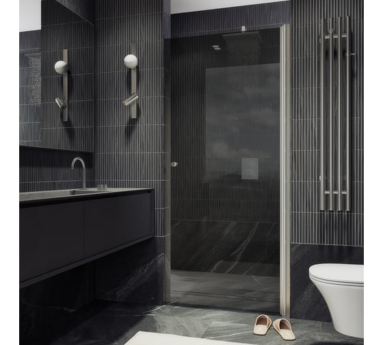 Изображение товара Душевая дверь MaybahGlass на монопетле, 1980х800 мм, стекло графит 6 мм, MGD-806-5