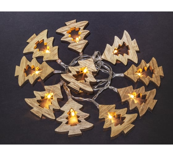 Изображение товара Гирлянда Navigator NGF-D008-10WW-2AA-деревянные ёлочки 14046
