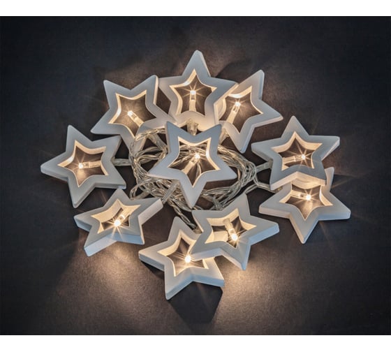 Изображение товара Гирлянда Navigator NGF-D009-10WW-2AA-деревянные звёздочки 14047