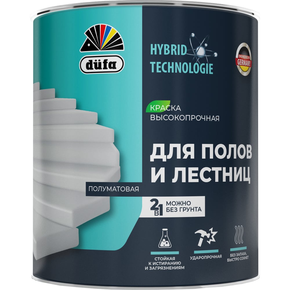 Изображение товара Краска для полов и лестниц Dufa база 1 0.75л влагостойкая быстросохнущая
