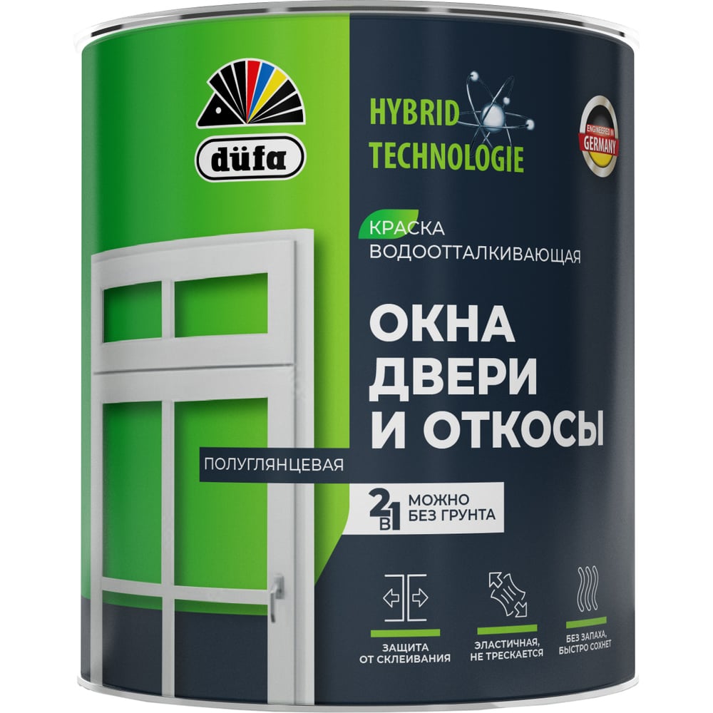 Изображение товара Краска Dufa для окон, дверей и откосов база 3, 0.65 л акрило-алкидная влагостойкая