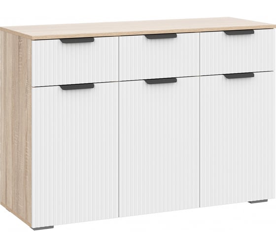 Изображение товара Комод Woodville Стокгольм КМ03-1200 дуб сонома / line софт пломбир 579686