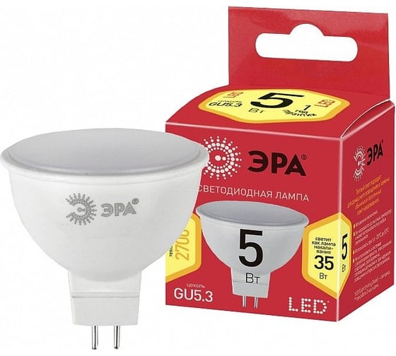 Изображение товара Набор светодиодных лампочек ЭРА RED LINE LED MR165W827GU5.3 R (EC) GU5.3 5Вт софит, теплый белый свет, 10 штук Б0056201