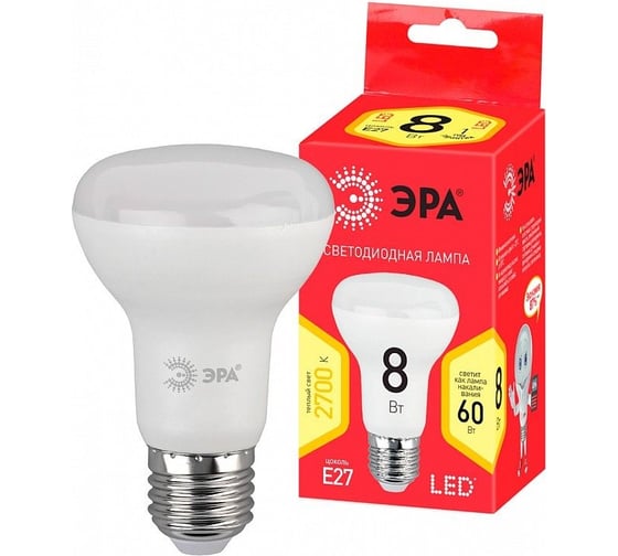Изображение товара Набор светодиодных лампочек ЭРА RED LINE LED R638W827E27 R (EC) Е27 / E27 10Вт рефлектор, теплый белый свет, 10 штук Б0056264