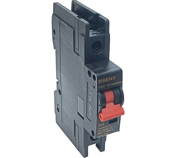 Изображение товара Автоматический выключатель ZJBeny постоянного тока, 1P, 25А, 600V, характеристика В, 1.5 кА BB2-40 1P 25 600V