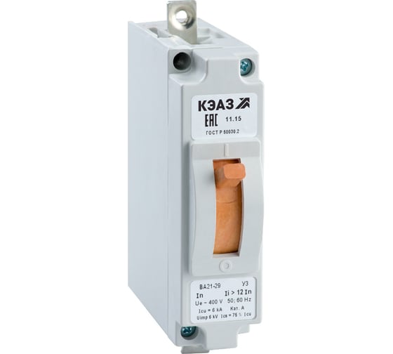 Изображение товара Автоматический выключатель КЭАЗ ВА21-29-140010-6,3А-12Iн-400AC-У3 103047