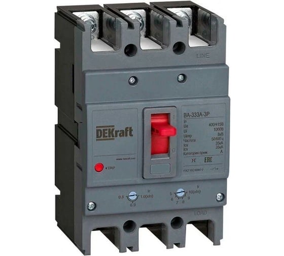 Изображение товара Автоматический выключатель (АВ) DEKraft ВА-333А, 3 Р, 200 А, 35 кА 28122DEK