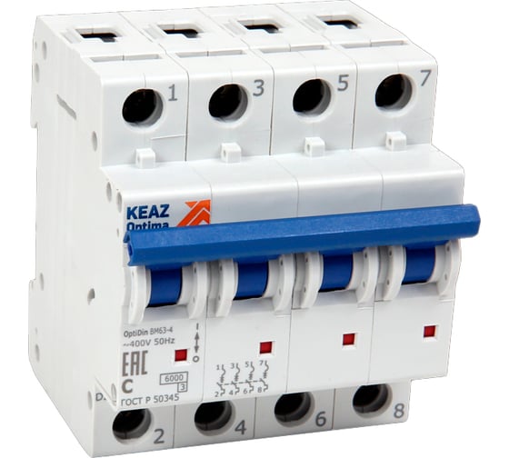 Изображение товара Модульный автоматический выключатель КЭАЗ OptiDin BM63-4L32-УХЛ3 (Новый) 260940