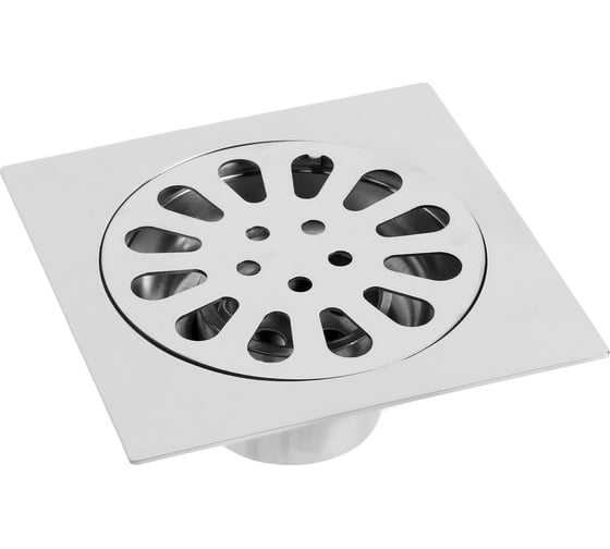 Изображение товара Трап душевой GRIALE, 100x100 мм, вертикальный, нержавеющая сталь, хром, диаметр 40 мм GR9472806
