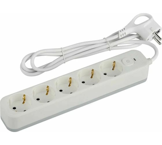 Изображение товара Сетевой фильтр Intro SFE515W с базовой защитой, с заземлением, с выключателем, 5 розеток, 1.5 м, 10 А, белый Б0059224
