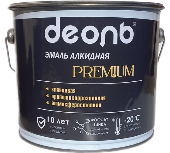 Изображение товара Эмаль с фосфатом цинка алкидная Деоль PREMIUM желтая RAL 1021 глянцевая 2,7л 00033597