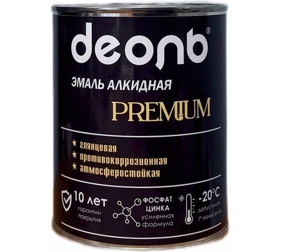 Изображение товара Алкидная эмаль с фосфатом цинка Деоль PREMIUM красная RAL 3020 глянцевая 0,75л 00032629
