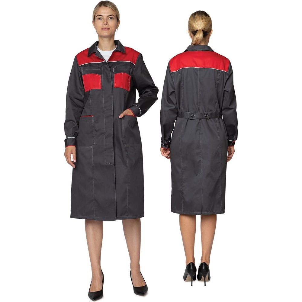 Изображение товара Халат ИТР женский Прабо Бренд 2020 серый/красный 44-46