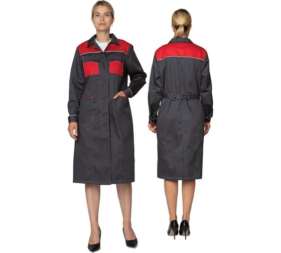 Изображение товара Халат ИТР женский Прабо " Бренд 2020" серый/красный р-р 48-50/170-176 41724