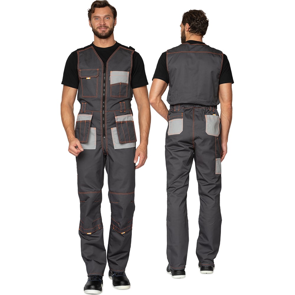 Изображение товара Мужской полукомбинезон Прабо водоотталкивающий серый 52-54 рост 182-188