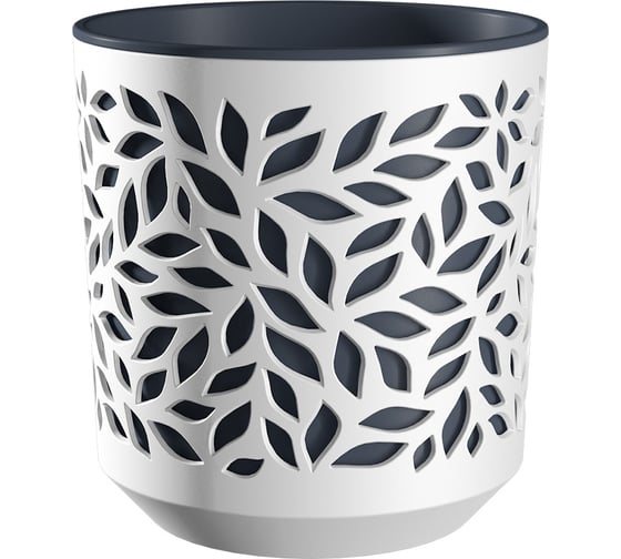 Изображение товара Кашпо bmc КШ 5828 Leaves d19см, h196мм, 4л, белый/антрацит bmc 071074