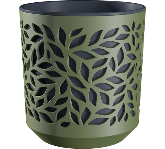 Изображение товара Кашпо bmc КШ 5831 Leaves d19см, h196мм, 4л, оливка/антрацит bmc 071075
