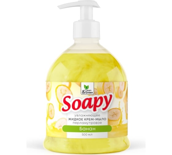 Изображение товара Прохим Крем-мыло жидкое с перламутром "Soapy" банан, увлажняющее, с дозатором, 500 мл CG8300