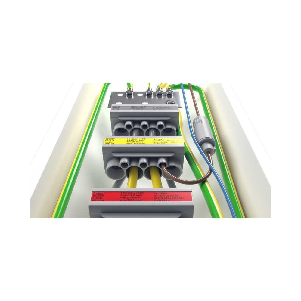Изображение товара Клеммник ГРИНЭНЕРГО КО10.504 желто-зеленый IP23/IP33 7 проводов