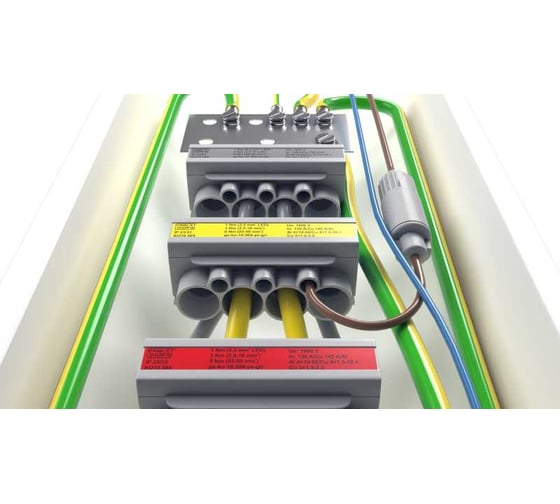Изображение товара Клеммник ГРИНЭНЕРГО КО10.504 желто-зеленый IP23/IP33 (Al 4x10-50/Cu 4x1.5-35 + Cu 3x1.5-2.5) ge-ko-10.504-ye-gn