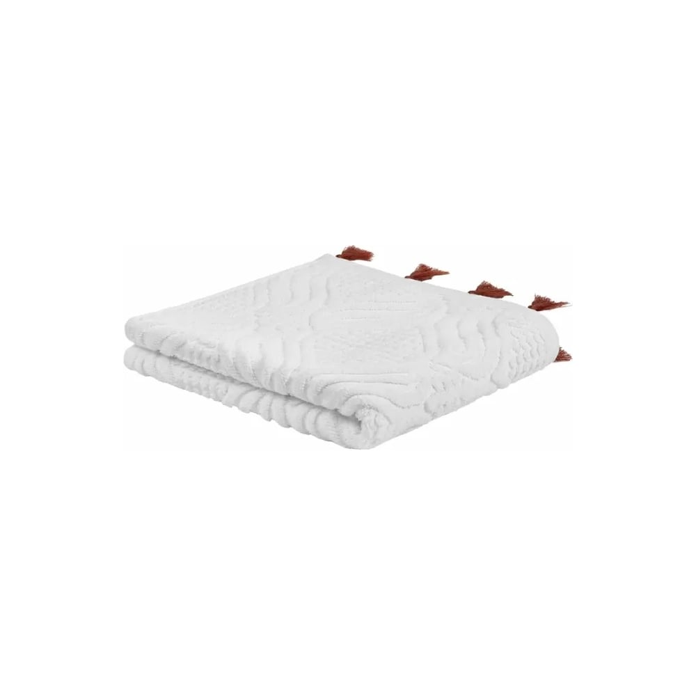 Изображение товара Полотенце для рук Tkano белое, с кисточками цвета красной глины, коллекция Essential, 50x90 см TK23-HT0003