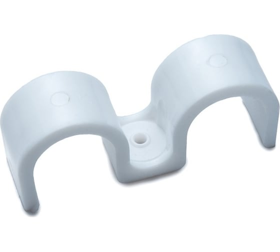 Изображение товара Крепеж-скоба для сантехнических труб Fedast для монтажных пистолетов, 20 мм, белый, двухсторонняя, 40 шт. SK20-2-W