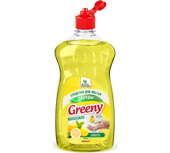 Изображение товара Средство для мытья посуды Прохим "Greeny" Light Лимон, 500 мл CG8069