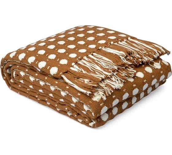 Изображение товара Покрывало Tkano Polka dots из хлопка, карамельного цвета, коллекция Essential, 230x250 см TK23-BS0009