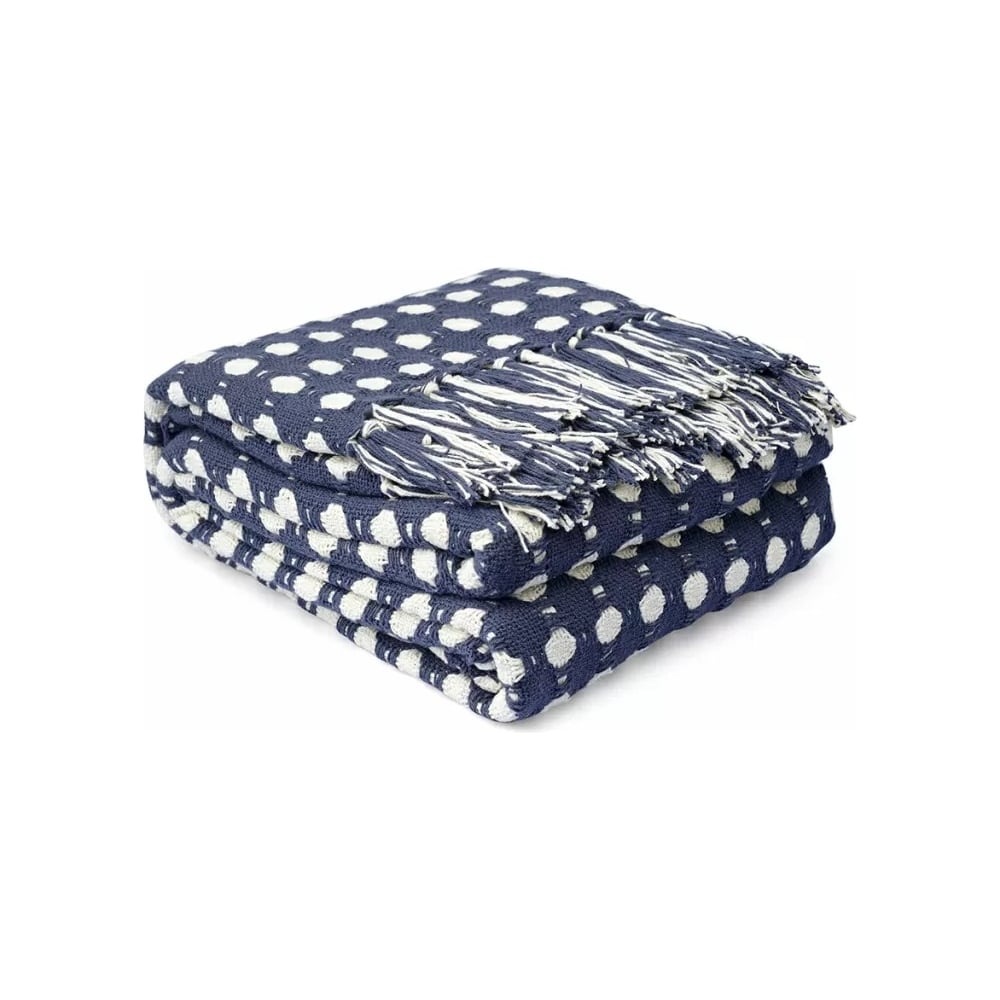 Изображение товара Покрывало хлопковое Tkano Polka dots 230x250 см Темно-синее коллекция Essential