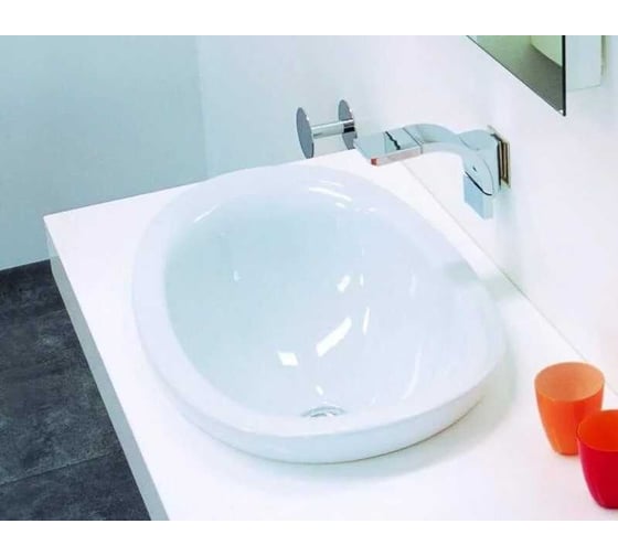 Изображение товара Раковина встраиваемая сверху Flaminia IO 600x500хh275 мм, без отверстий под смеситель, без перелива, керамика, цвет белый IO4260