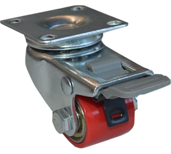 Изображение товара Колесо полиамид поворотное с тормозом 27 мм Красный MFK-TORG 1124027-RED