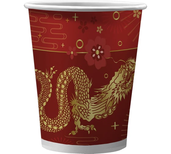 Изображение товара Набор бумажных стаканов ND Play Золотой дракон в т/у пленке 250 мл, 6 шт 309382