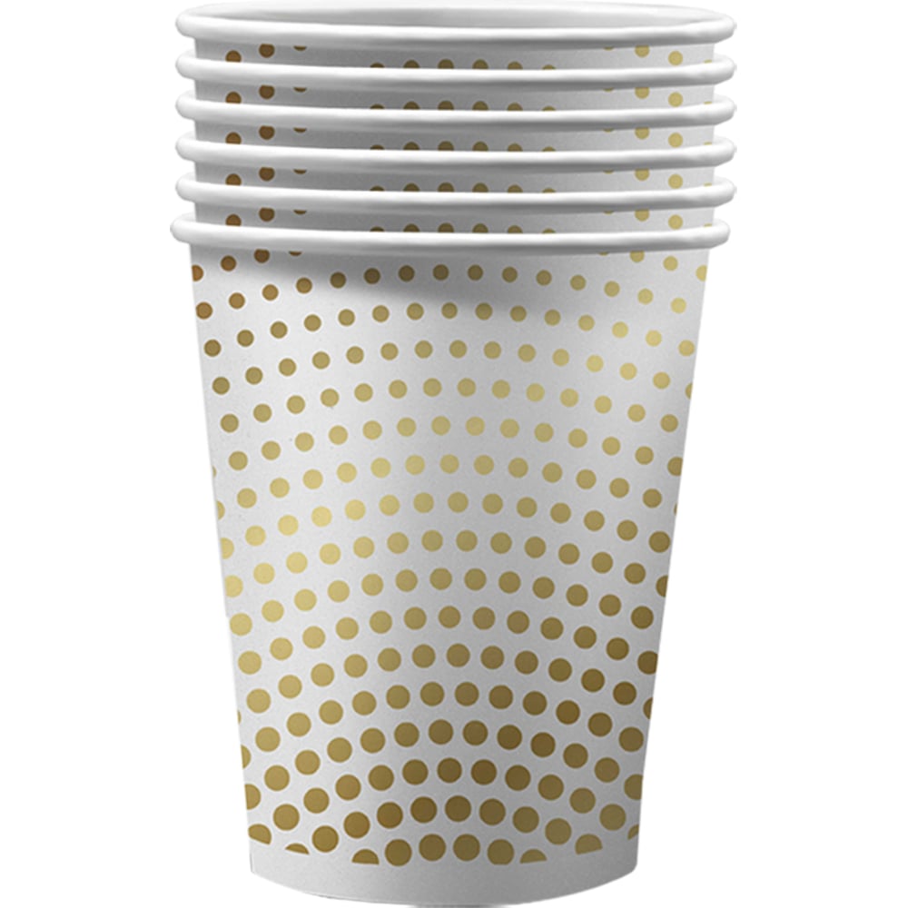 Изображение товара Круглые бумажные стаканы ND Play Золотой горох 250 мл, 6 шт для горячих и холодных напитков